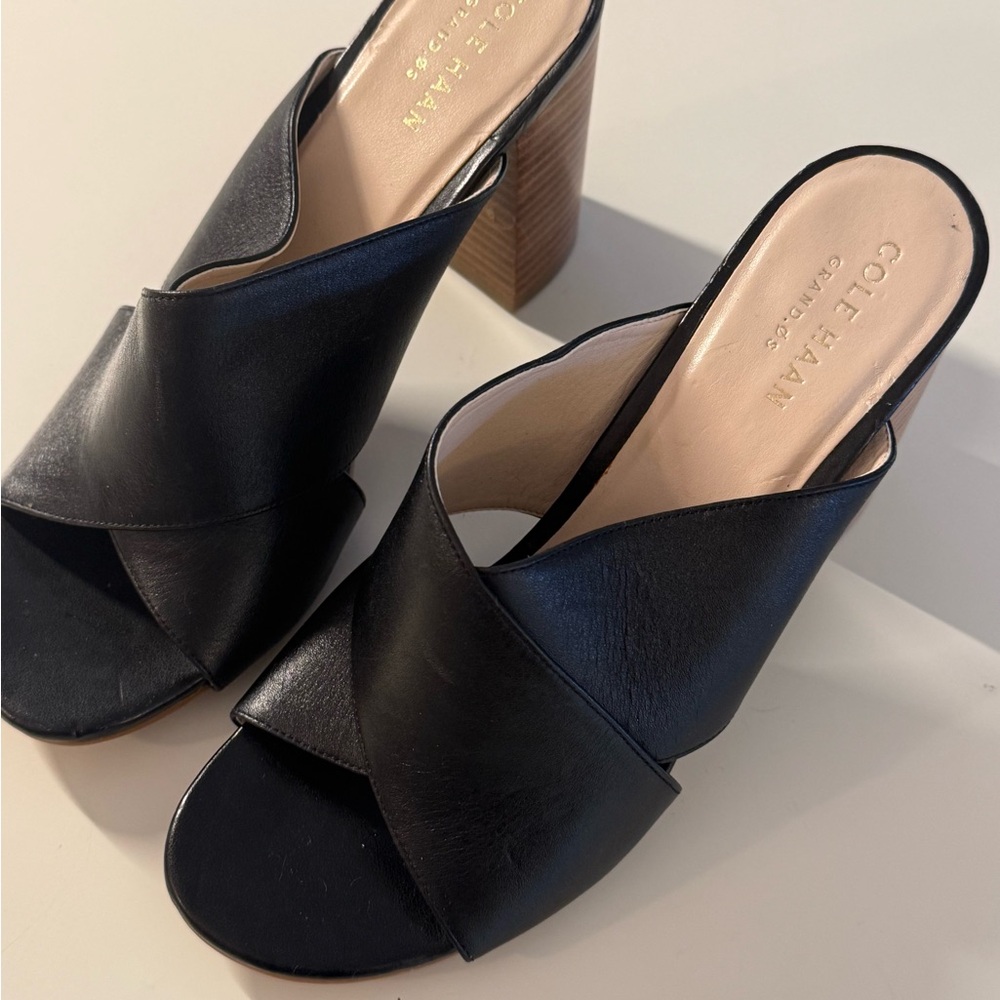 Cole Haan Black Mules Sleek Leather Design